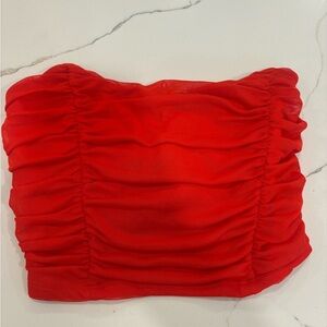 Forever 21 Scarlet Ruched Tube Top SMALL